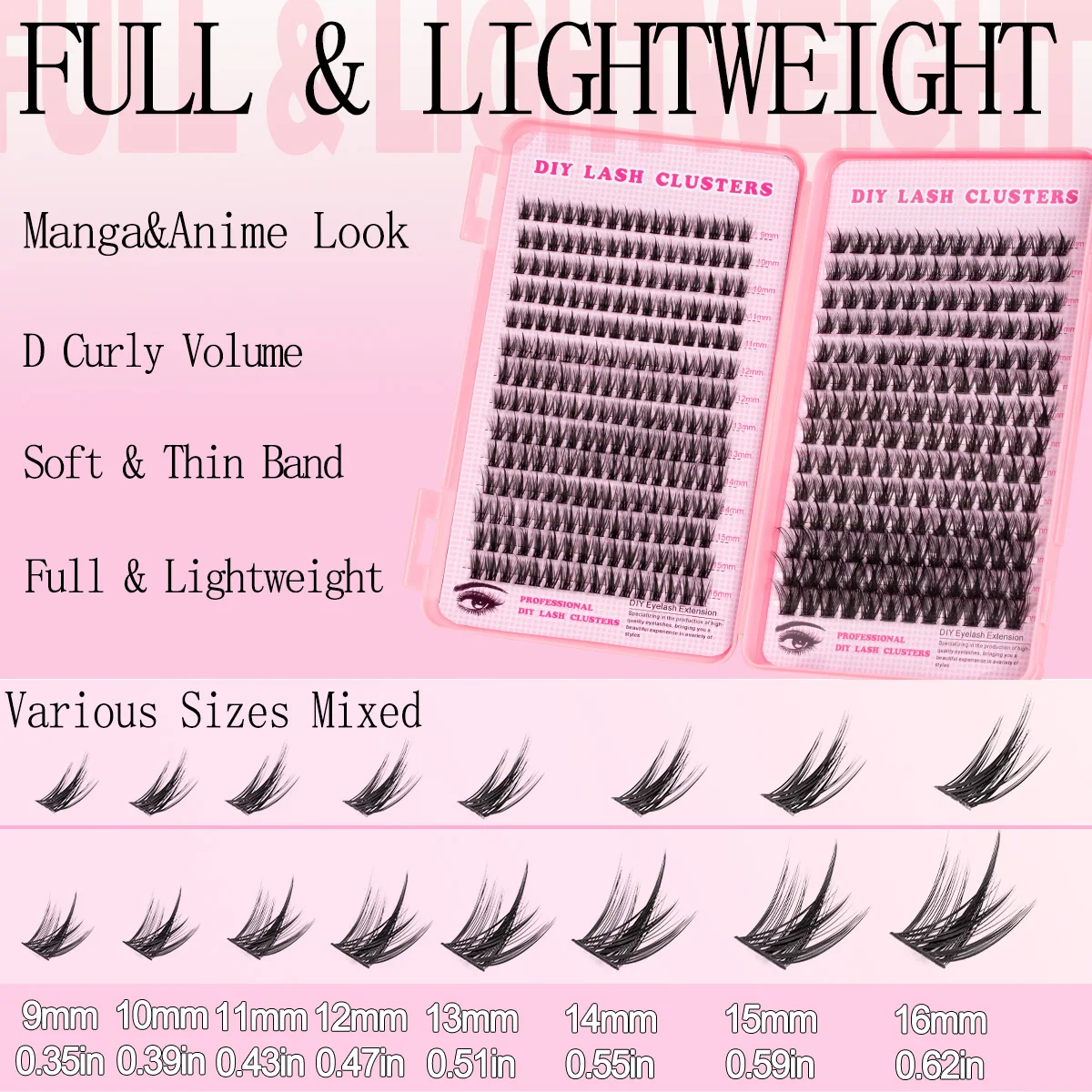 DIY-Cluster, Wimpern, natürliche Wimpernverlängerung, Schwalbenschwanz, segmentierte Wimpern mit Bindung und Siegel, Wimpernpinzette