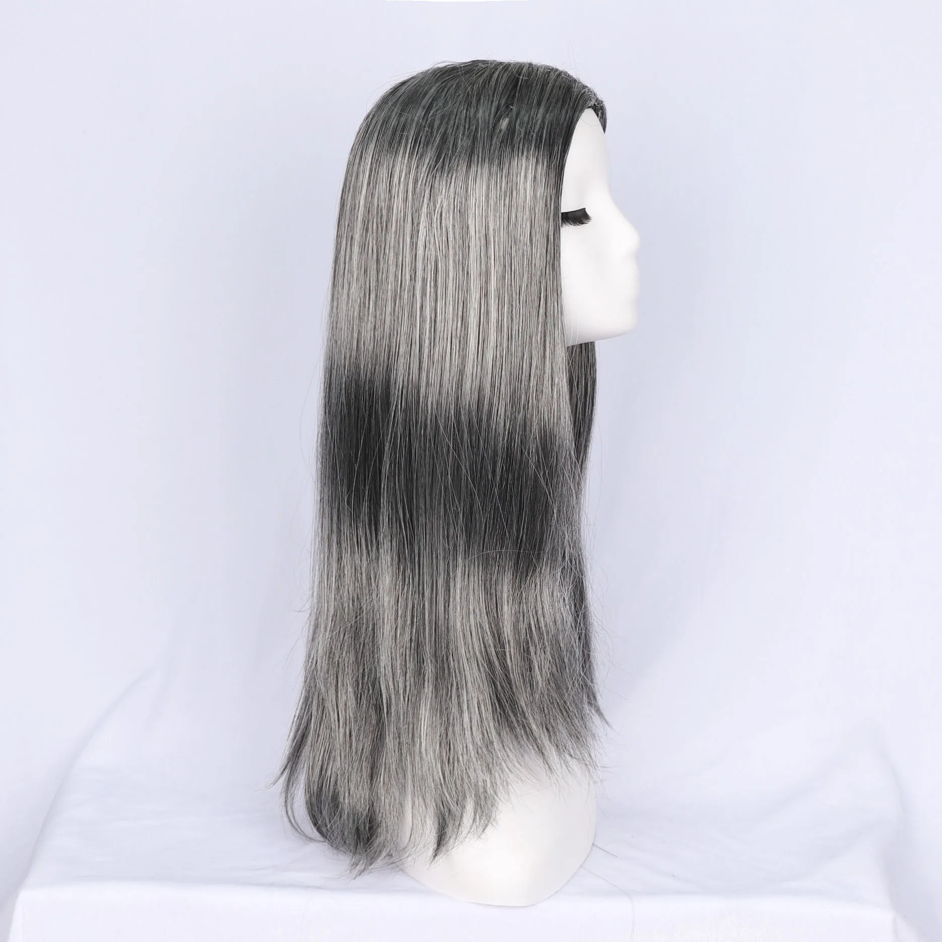 Grey Mechanism Synthetic Wig High Temperature Fiber Silky Straight 26inch Cosplay