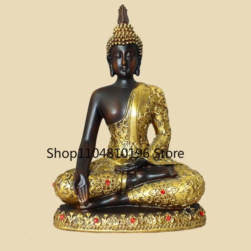 Thai Style Resin Carved Entrance Buddha Statue Decoration Southeast Asian Zen Inspired Home Ornament Exquisite Handicrafts