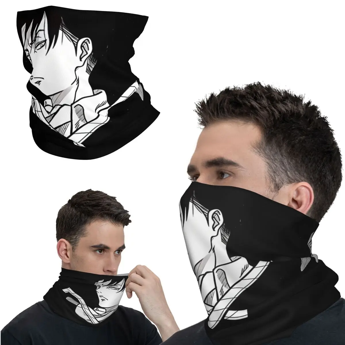 Levi Art Work Bandana Neck Cover Motorcycle Club A-Attack on Titan Wrap Scarf Cycling Scarf Hiking Unisex Adult All Season