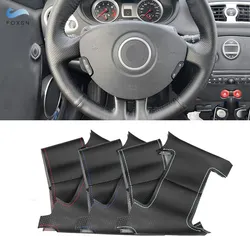 For Renault Clio 3 2005-2013 Clio 3 RS Perforated Microfiber Leather DIY Hand-stitched Steering Wheel Cover Protective Trim