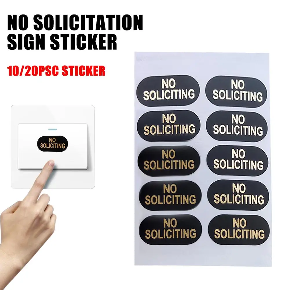 10/20pcs Small No Soliciting Sign For House, No Soliciting Sign For Home Tiny Size Weatherproof Sticker For Video Doorbell B8k6
