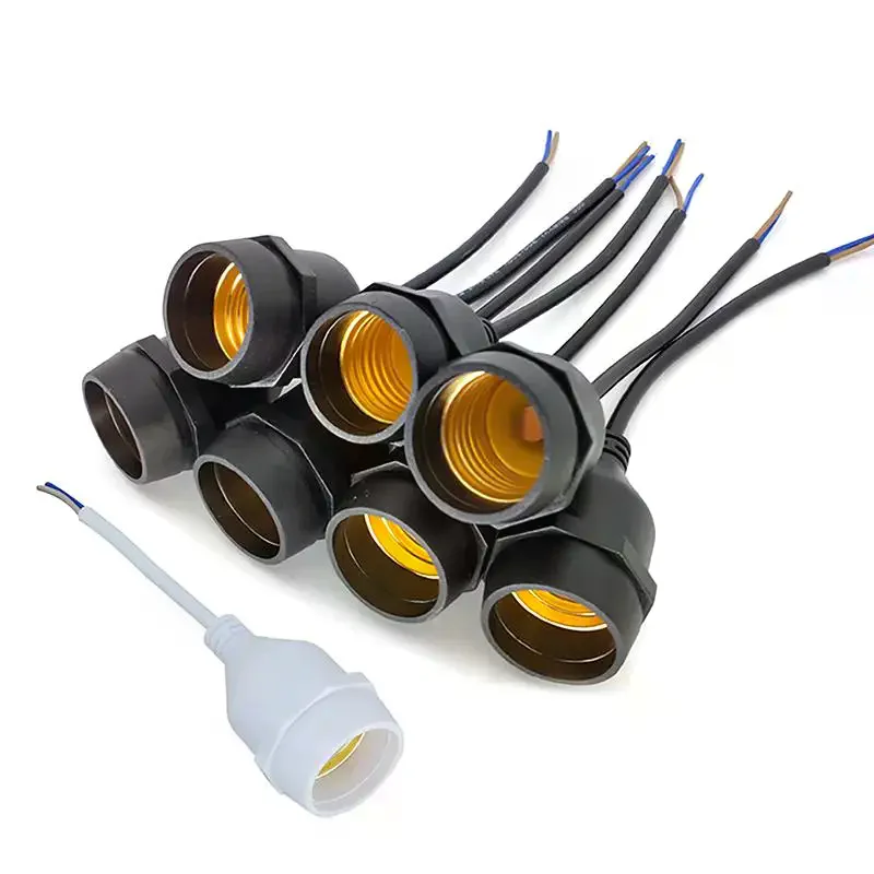E27 Lamp Holder Waterproof Copper Screw Thread PVC Wired Lamp Base for Indoor Outdoor General Lighting Applications