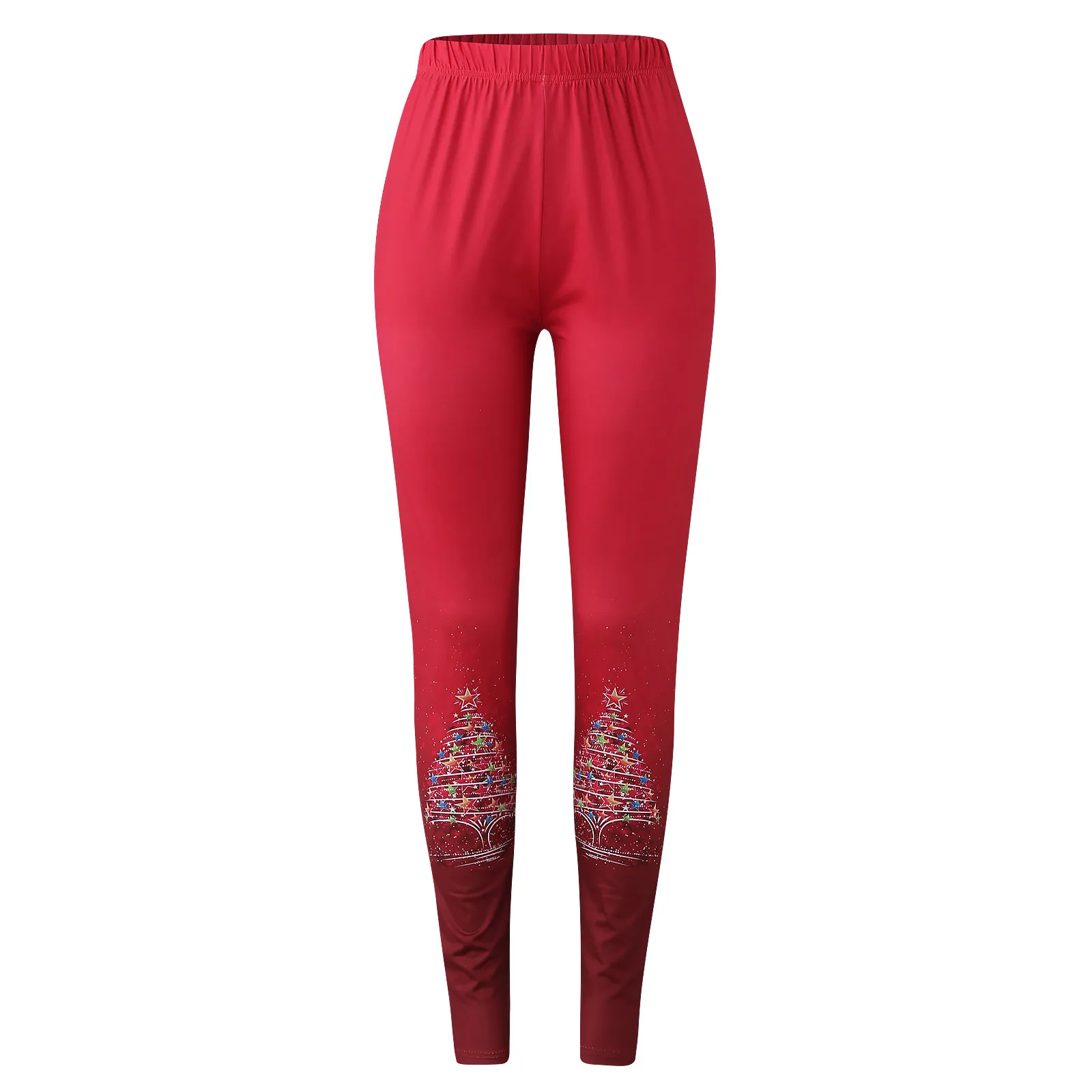 Calça elástica com estampa natalina feminina, calça toda fina, calça longa casual elástica, exercício Navidad Sportswear, calça justa