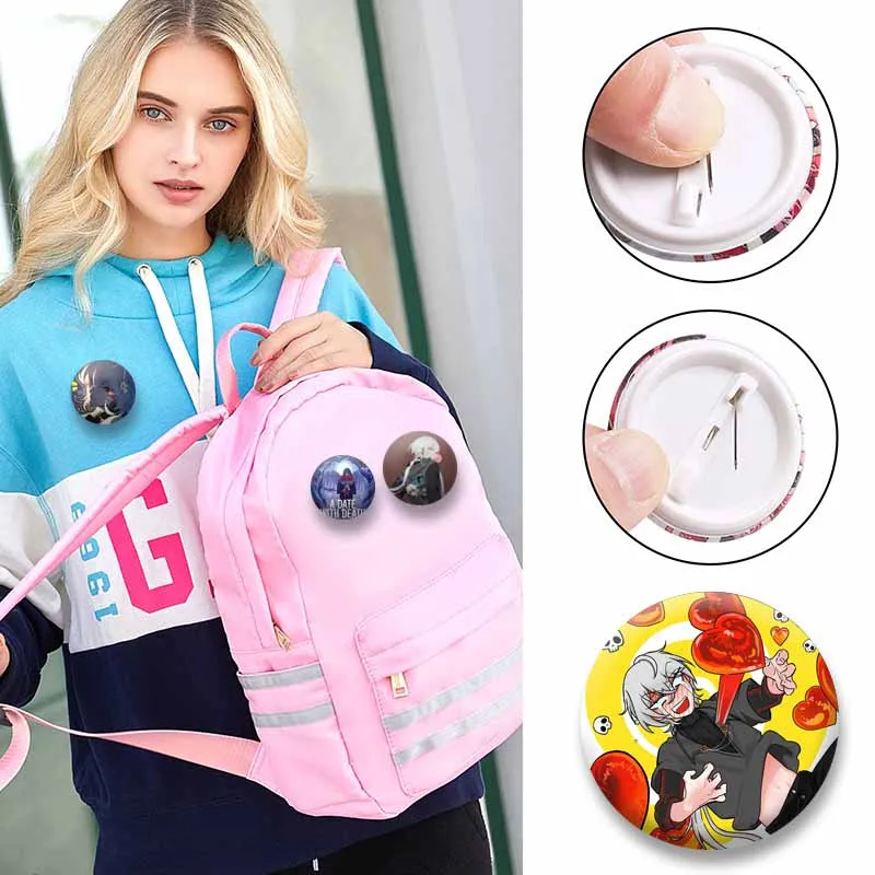 Game A Date with Death Button Pins Cartoon Role Playing Badge Grim Casper Brooch Backpack Hat Accessories Handmade Nijigen Gifts