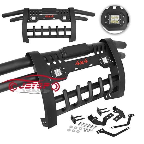 

Intelligent Library High Quality Black 4X4 Front Bumper With Dual Tube Lights Direct Factory Sale For Hilux Revo Vigo Made Of St
