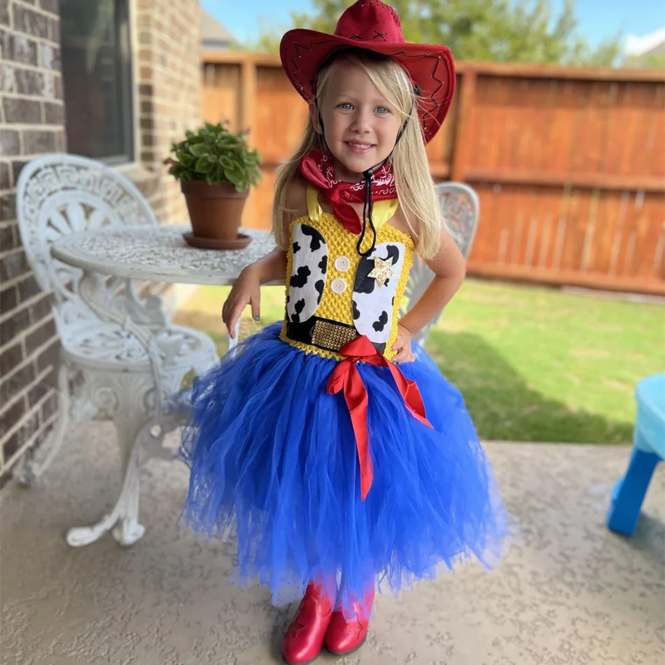 Kids Woody Jessie Stage Performance Costume Sets Girls Cartoon Tutu Dress Children Cosplay Carnival