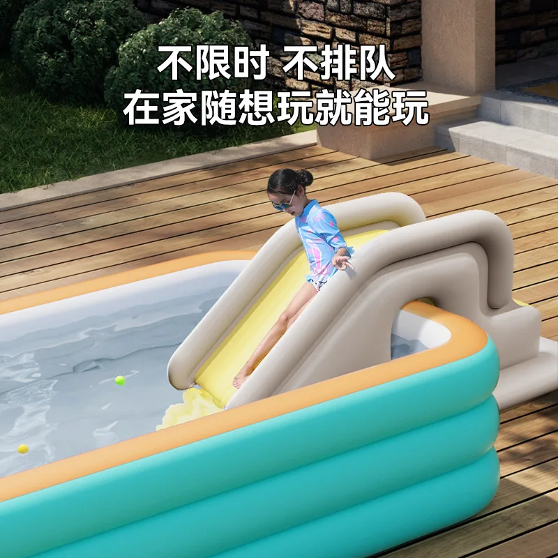 

Kids Inflatable Slide with Pool Anti Flip Design for Backyard Summer Fun