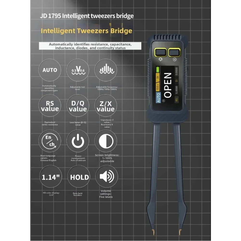 

JD-1795 Мультиметр LCR для устройства для поверхностного монтажа для тестирования с функциями измерения реагирования и потери импеданса