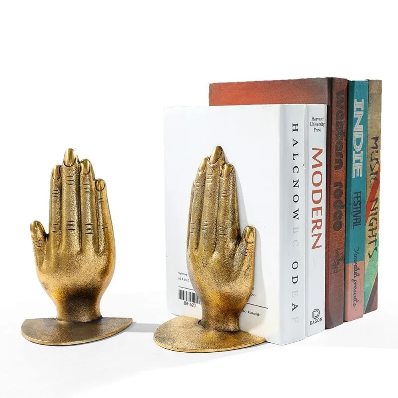 Double Hand Figurines Metal Palm Creative Book Rack Anti Slip Adjustable Book Stop Household Tabletop Ornament Decoration Crafts