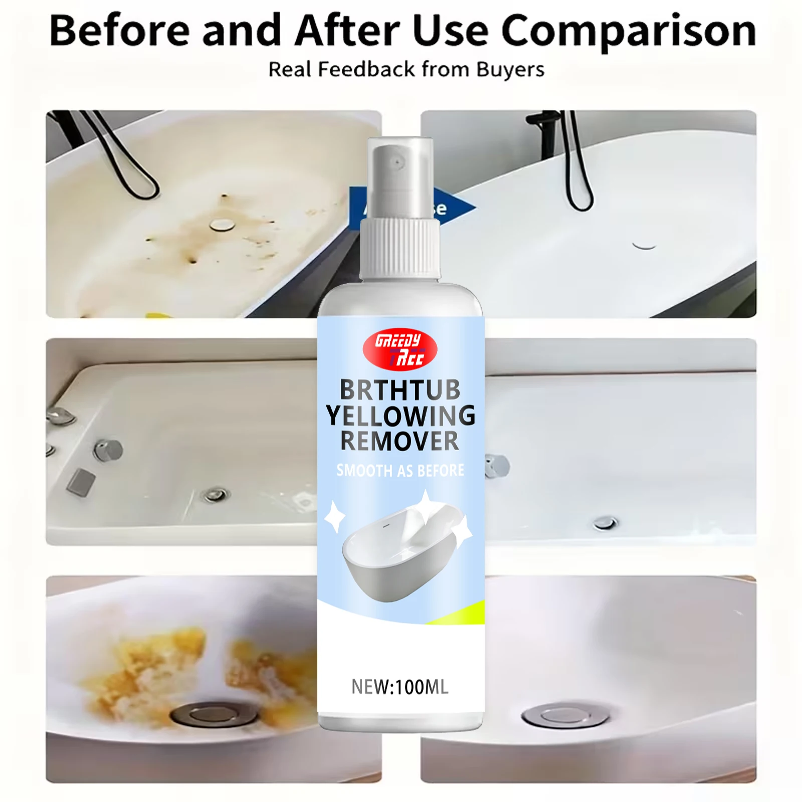 Rapid-Acting Anti-Yellowing Removal Liquid - Instant Formula for Acrylic & Plastic Repair Suitable for Acrylic Bathtubs, Car Par