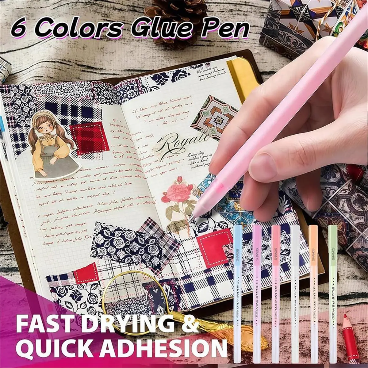 Best sales 2026 Glue Pen, 6Pcs 0.7 mm Colours Quick Dry Liquid Adhesive Pen Set, Fine Tip Spot Glue Stick for School