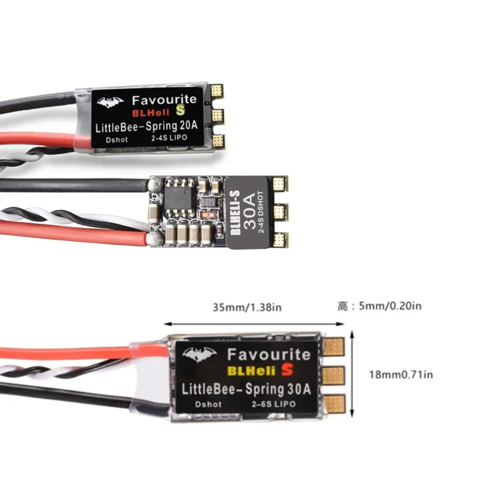 FVT LittleBee BLHeli_S DSHOT SPRING 2-4S 2-6S 20A 30A ESC BLHeli S Speed Controller for FPV Racing Drone QAV210 250 280