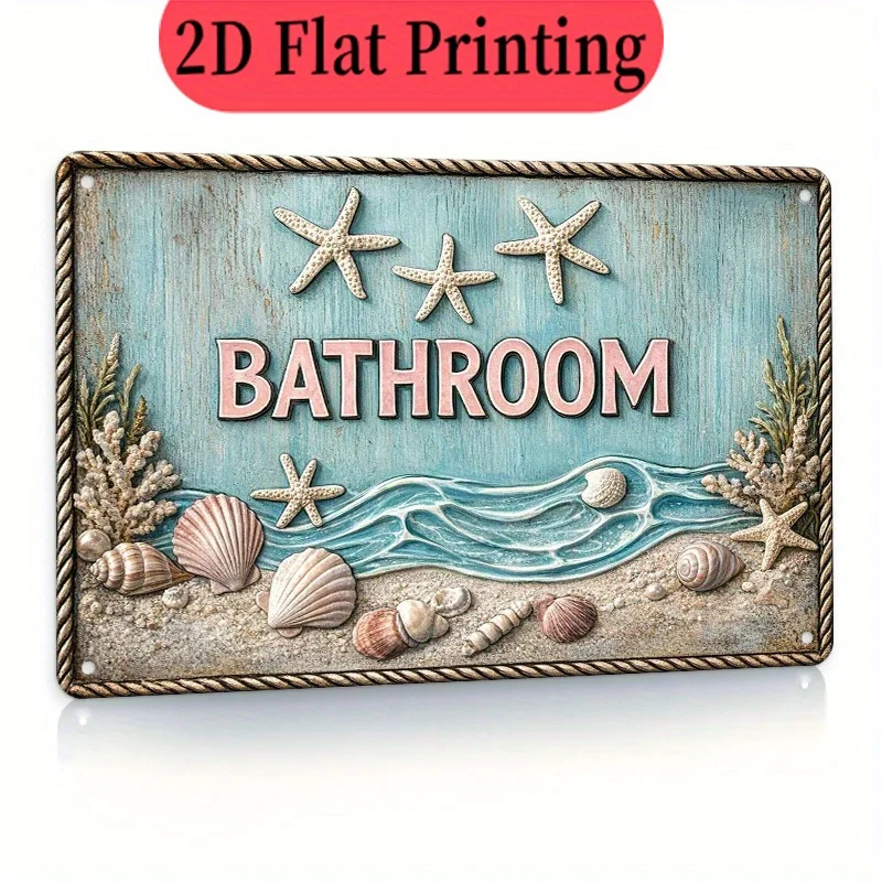 2D Flat, 1pc Vintage Coastal Bath Sign - 8x12in/20x30cm Bathhouse Plaque Suitable for Bathroom, Poolside, Beach - /Outdoor Wall-