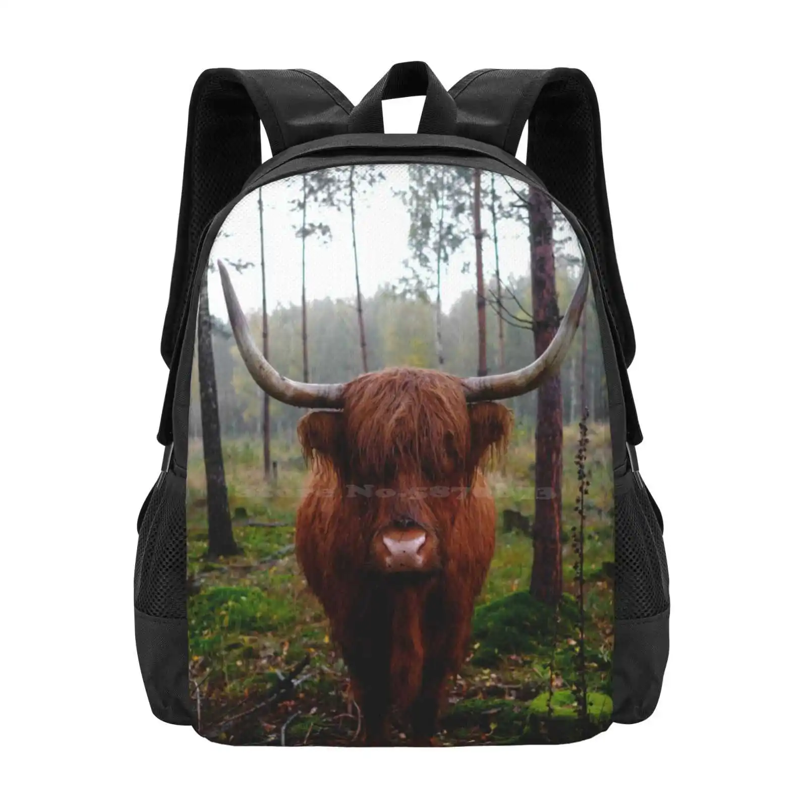 Fluffy Highland Cow Hot Sale Schoolbag Backpack Fashion Bags I Love Cows Vegan Life Funny Cow Calf Baby Cow Red Heifer Scottish