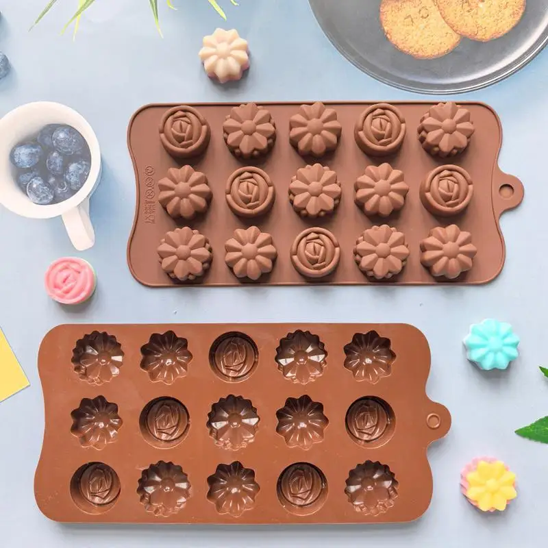 Chocolate Flower Molds Reusable Silicone Cake Chocolate Candy Fondant Mold Durable Floral Mould for Baker Ice Butter