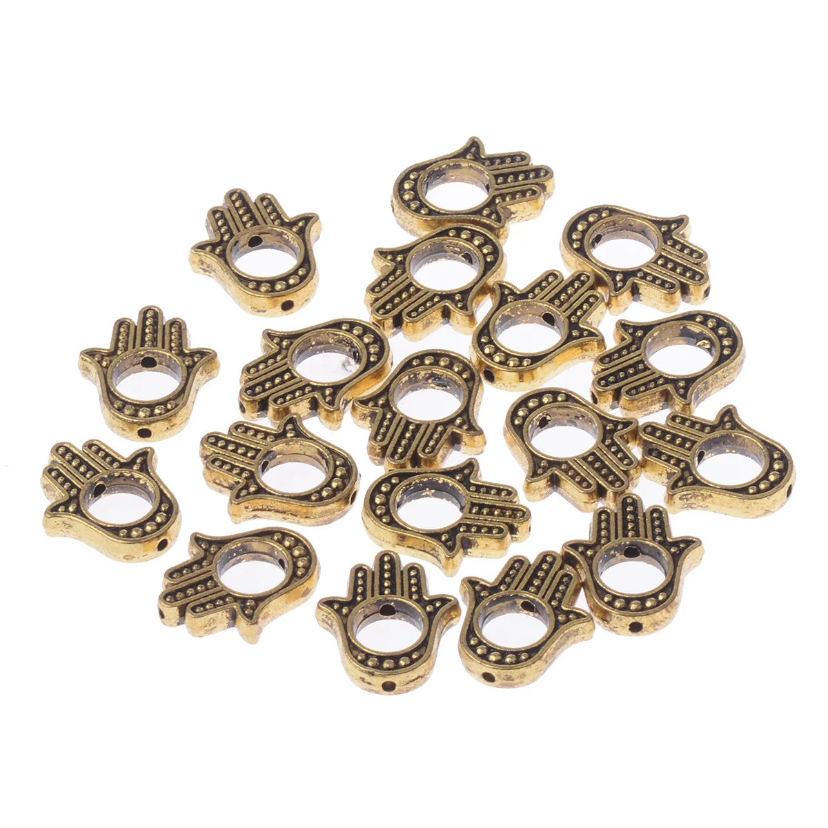 20pcs Fatima Hamsa Hand Hollow Spacer Bead Charms for DIY Bracelets Necklace Jewelry Handmade Making