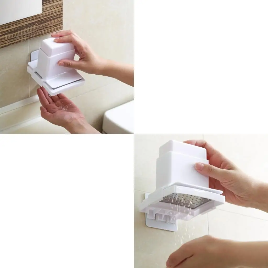 

Bathroom Soap Grinder Wall Mounted Soap Holder with Presses Box Hollowed Bottom Box B95B