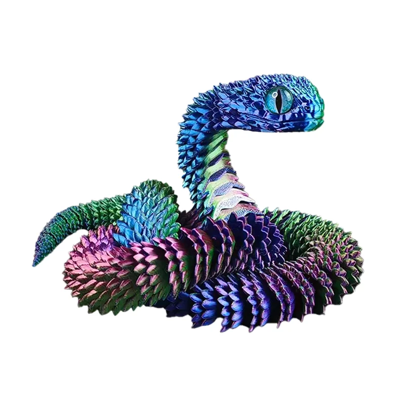 30/60cm 3D Printed Snake Toys Movable Joint Simulation Snake Figurine Creative Home Office Desktop Ornament Decorations Gift