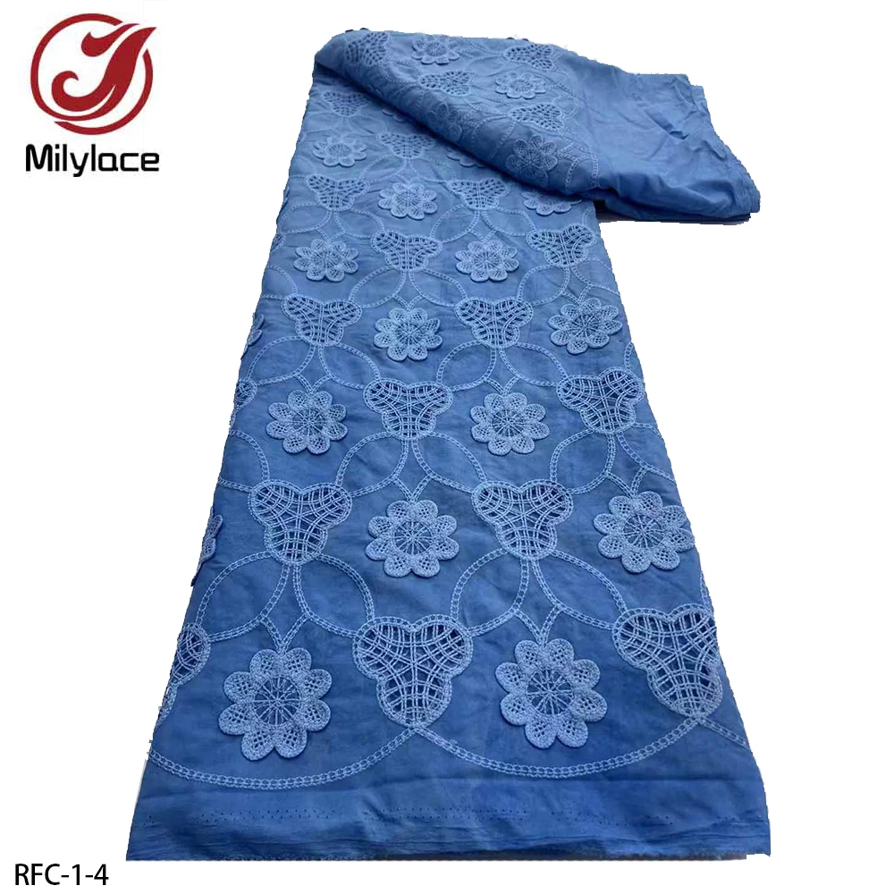 

5 Yards African Cotton Fabric with 3D Embroidery and Hollowed-out Design for sewing dress