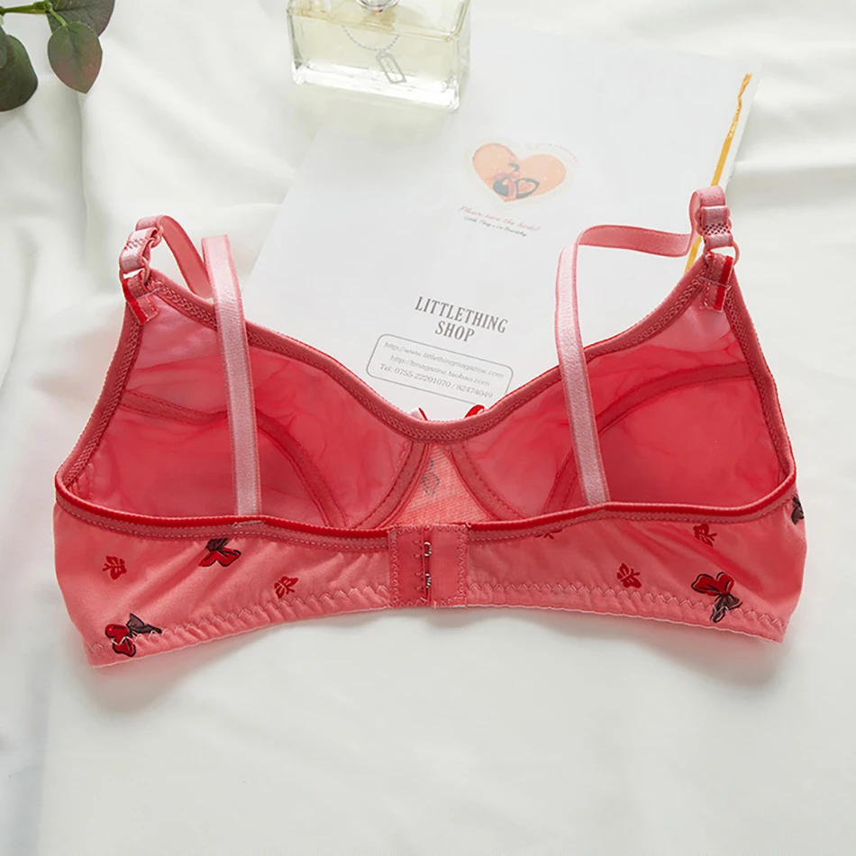Women Adjustable Fresh Butterfly Printed Thin Bra Soft Comfortable Breathable Women Bra Daily Wear Simplicity Underwear