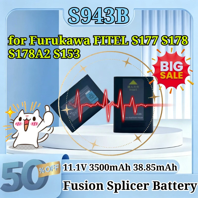 S943B 11.1V 3500mAh 38.85mAh Replacement Li-ion Battery for Furukawa FITEL S177 S178 S178A2 S153 Optical Fiber Fusion Splicer