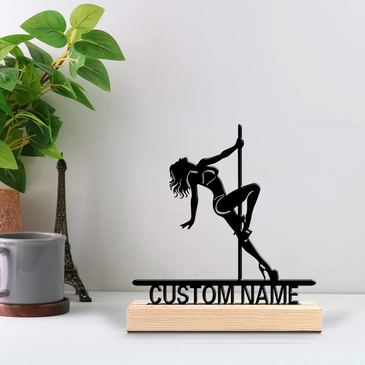 1pc Romantic Personalized Custom Pole Dance Metal Statues A Wooden Frame Gift for Dance Enthusiasts, Perfect for Dancers