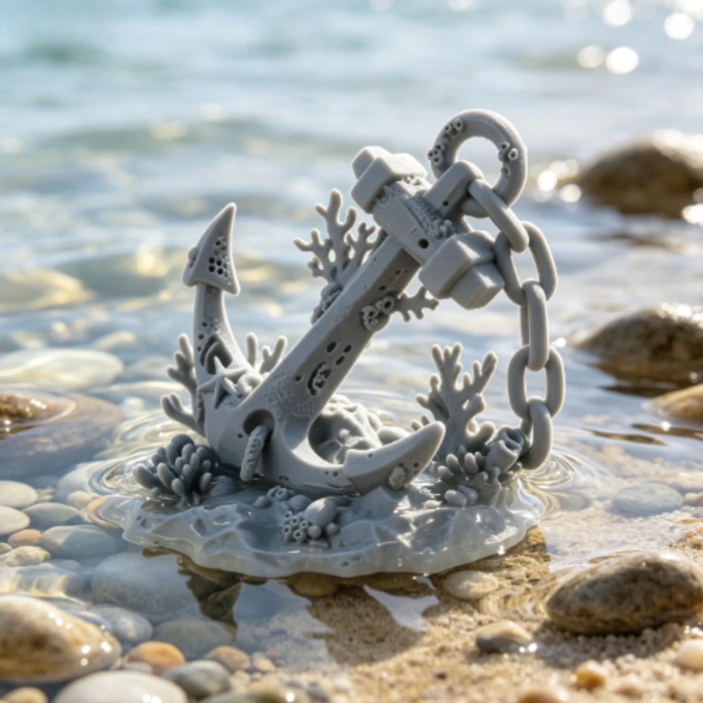 Sunken Ship Anchor Aquarium Ornaments 3D‑Printed Coral Reef Anchor Figurine Undersea Wreck Decor Fish Tank Landscape Decor Gifts