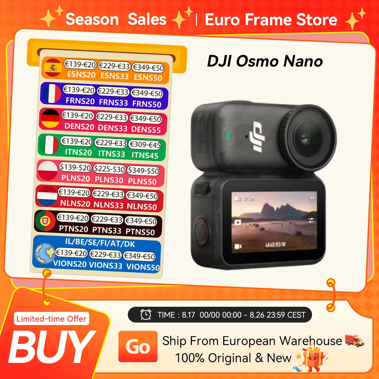 DJI Osmo Nano Standard-Bundle 128G / 64GB Kleine 4K/60fps Vlog-Kamera & 143 °   Weites Sichtfeld, brandneuer 1/1,3''-Sensor, duales DJI-Mikrofon