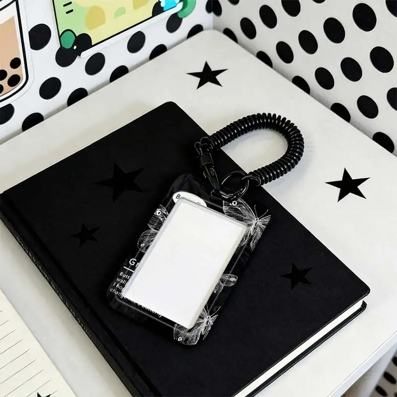 Card Protective Case for Student Bus/Meal Card Protection Case Photo Protector Kpop Photocard Holder Stretchable Spring Cord