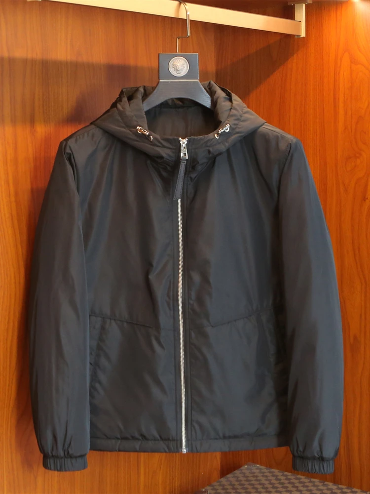 

Warm Cotton Jaet Men's Trendy Brand Simple Color Casual Slim Fit Hooded Outerwear Faion Urban Sle Long Sve Zipper