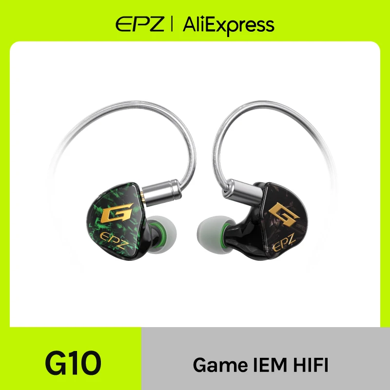 EPZ G10 Earphones Wired HIFI 10MM LCP  Dynamic Driver IEM In Ear Monitor 0.78 2 Pin Detachable Cable Earbuds Gaming Headset