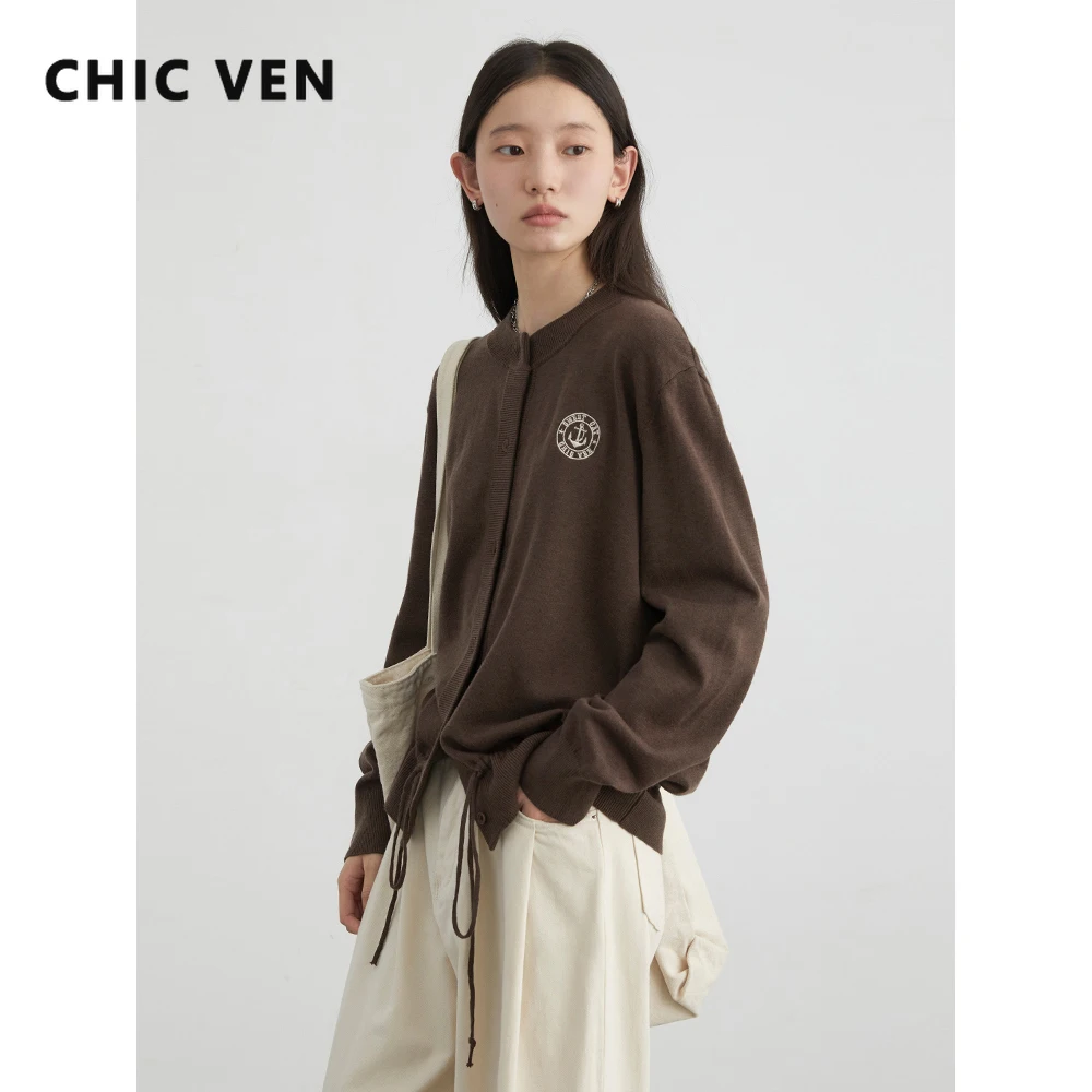 

CHIC VEN Women Cardigan Casual Loose O-Neck Single Breasted Long Sleeved Jumpers Girl Soft Knitted Sweaters Autumn New 2025