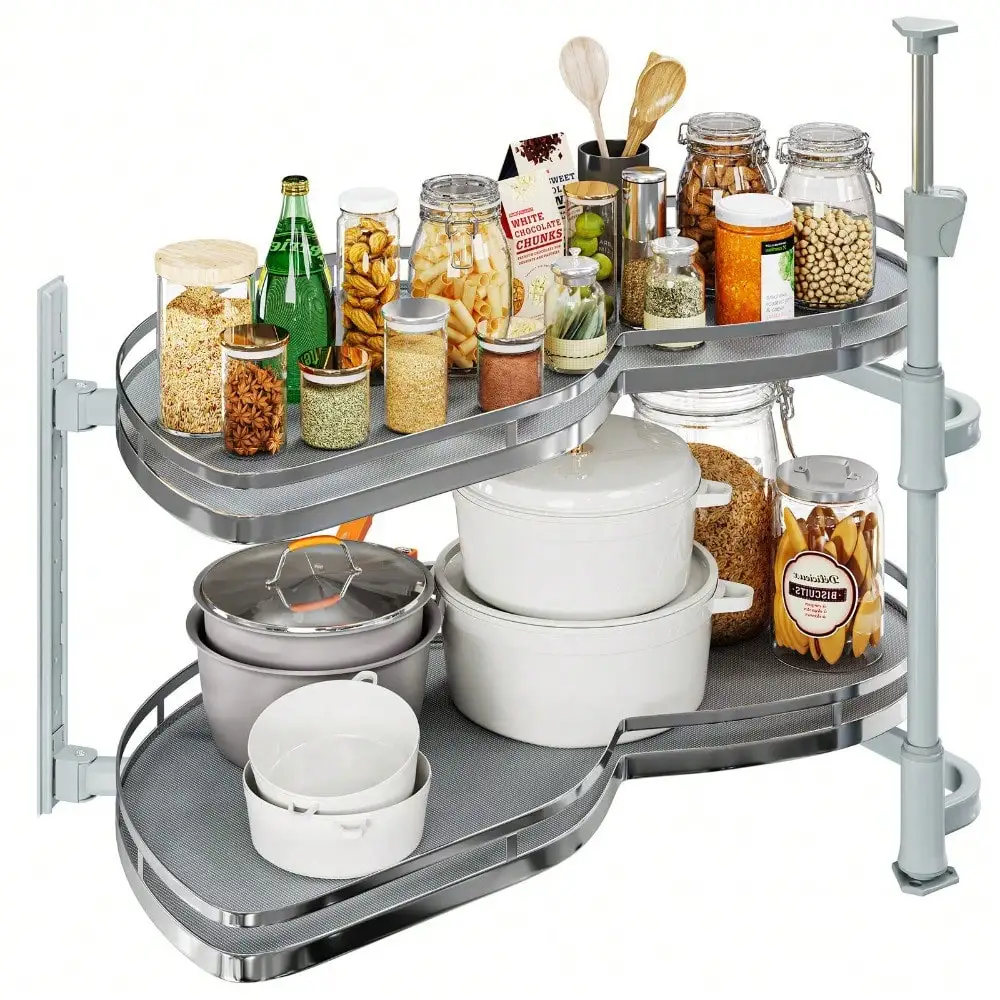 2 Tier Swing Tray Left Blind Corner Kitchen Cabinet Pull Out Organizer for 36