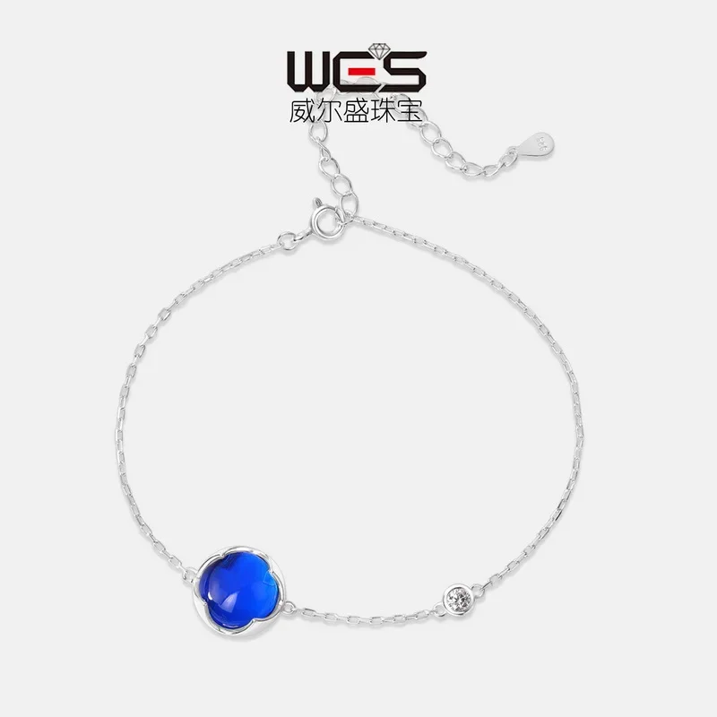 European and American 18K Gold Color Baby Stone PT950 Platinum Bracelet Simple Light Luxury Egg Noodle Summer Sweet Candy