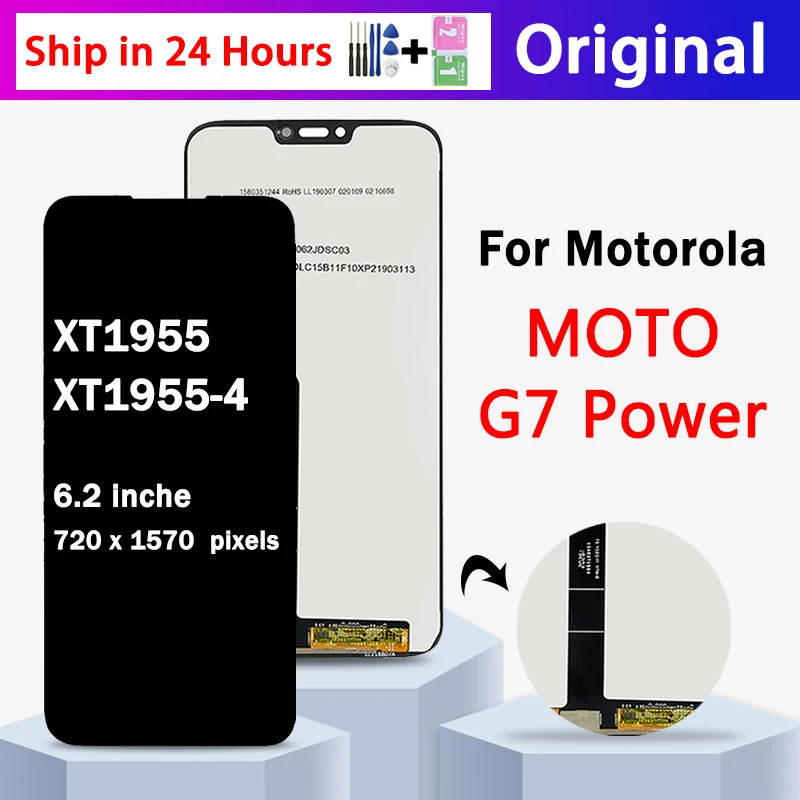 

Original For Motorola MOTO G7 Power LCD XT1955 Display Touch Screen Digitizer Assembly For Moto G7 Power XT1955-4 Display Frame