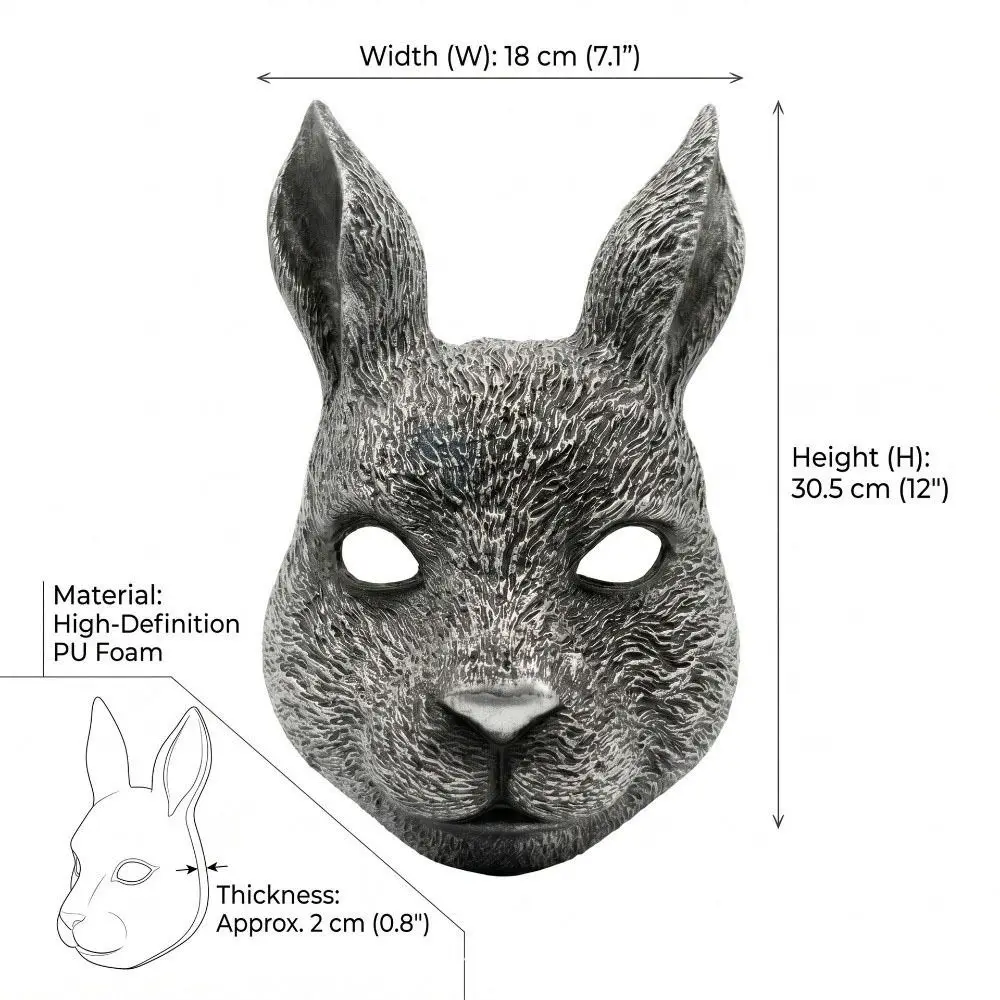 Steampunk Anime Bunny Masquerade Mask Full Face Punk Rabbit Mask Headwear PU Halloween Mask Gift 5
