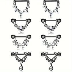 CASSIECA 1Pc 316L Stainless Steel 14G Nipple Rings Heart Teardrop Moon Star Opal Leaf CZ Barbell Cute Piercing Jewelry for Women