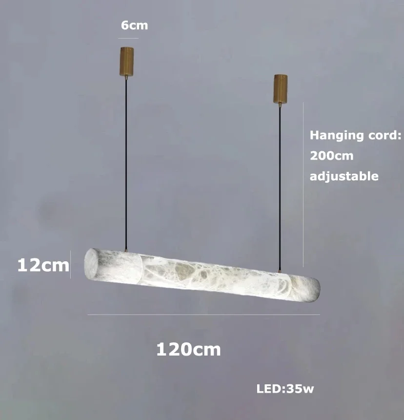 Natuurlijke marmeren hanglamp Luxe koperen marmeren kroonluchter Hotel lobby restaurant binnenverlichting Lineaire marmeren hanglamp