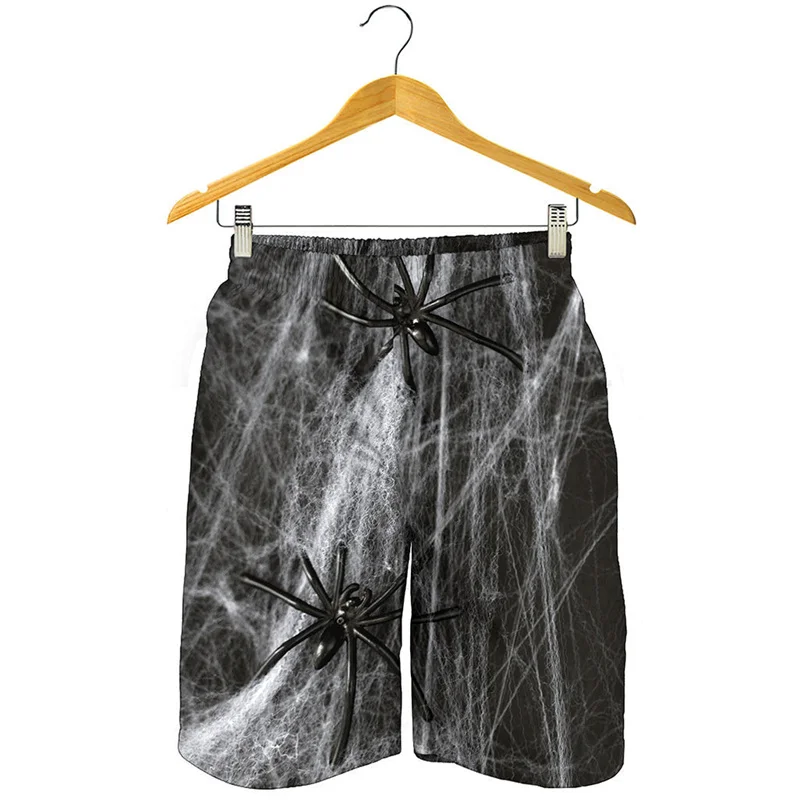 Fashion Spider Cobweb Graphic Beach Shorts Men 3D Printed Personality Board Shorts Summer Swimming Trunks Street Short Pants