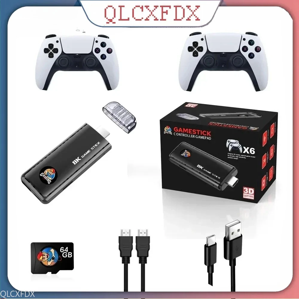 لعبة التلفزيون عصا ريترو أربعة أشخاص ممر المنزل 4K HDMI متوافق مع وحدة تحكم لاسلكية لعبة التلفزيون X6 نظام مزدوج لعبة وحدة التحكم 39000 +