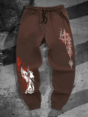 Imagen 2 del producto Pantalones para correr informales de otoño con estampado de Ángel gótico para hombre, nuevo estilo universitario, pantalones para correr para hombre, pantalones deportivos, vestido informal