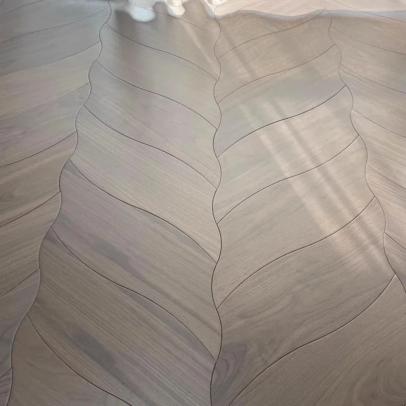 Special-shaped black walnut willow leaf special-shaped parquet floor full birch substrate