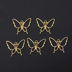 5Pcs Hollow Butterfly Frame Pendant Cabochon Base Setting for Key Frame Pendant Bezel Setting DIY UV Resin Charms