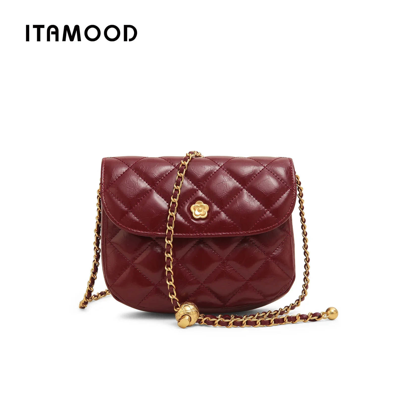 ITAMOOD Pikowane torby kwadratowe z prawdziwej skóry Oryginalny sprzęt Kwiatowa torba na ramię Luksusowe designerskie damskie torby crossbody