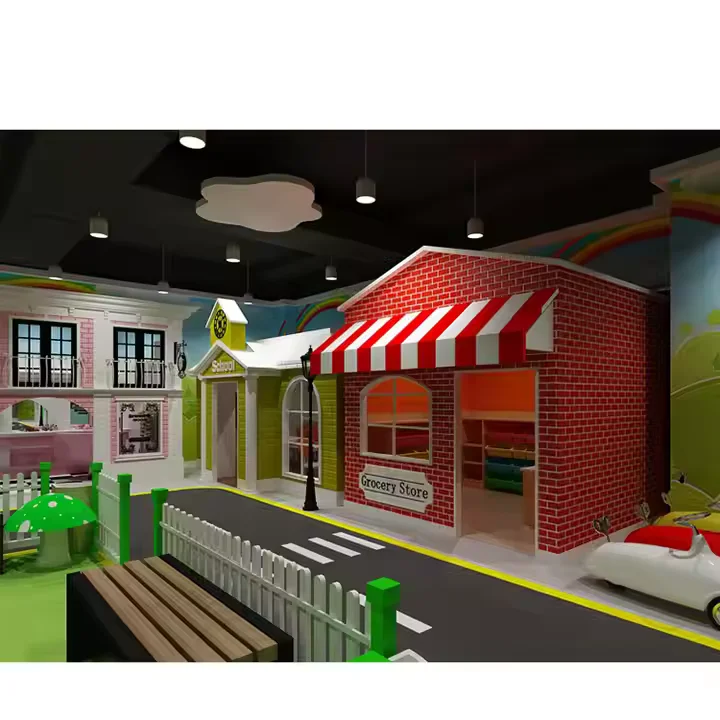 

Factory Price Sale Role Play Town Wood Game Pretend House Sets New Design Amusement Park Custom Indoor Playground Equipment