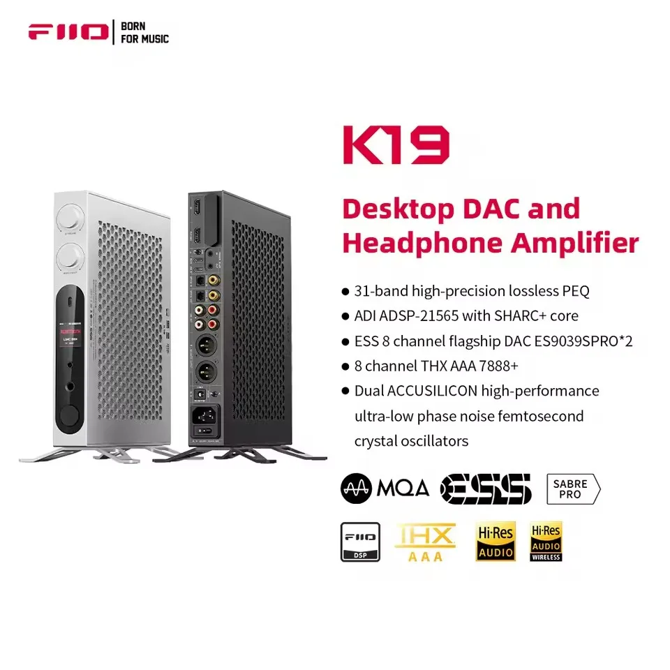 FiiO K19 Flagship Desktop DAC Headphone Amplifier Hi-Res Audio Dual ES9039SPRO HIFI Decoder DSD512 31-band PEQ XMOS XU-316