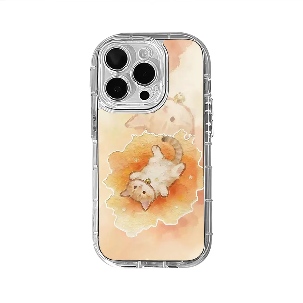 Warm Watercolor Bell Cat Phone Case For iPhone 13 14 15 12 11 16 18 17 Pro Max 7 8 15 16 Plus 18 17 X XS XR Air Mirror TPU Cover view 6