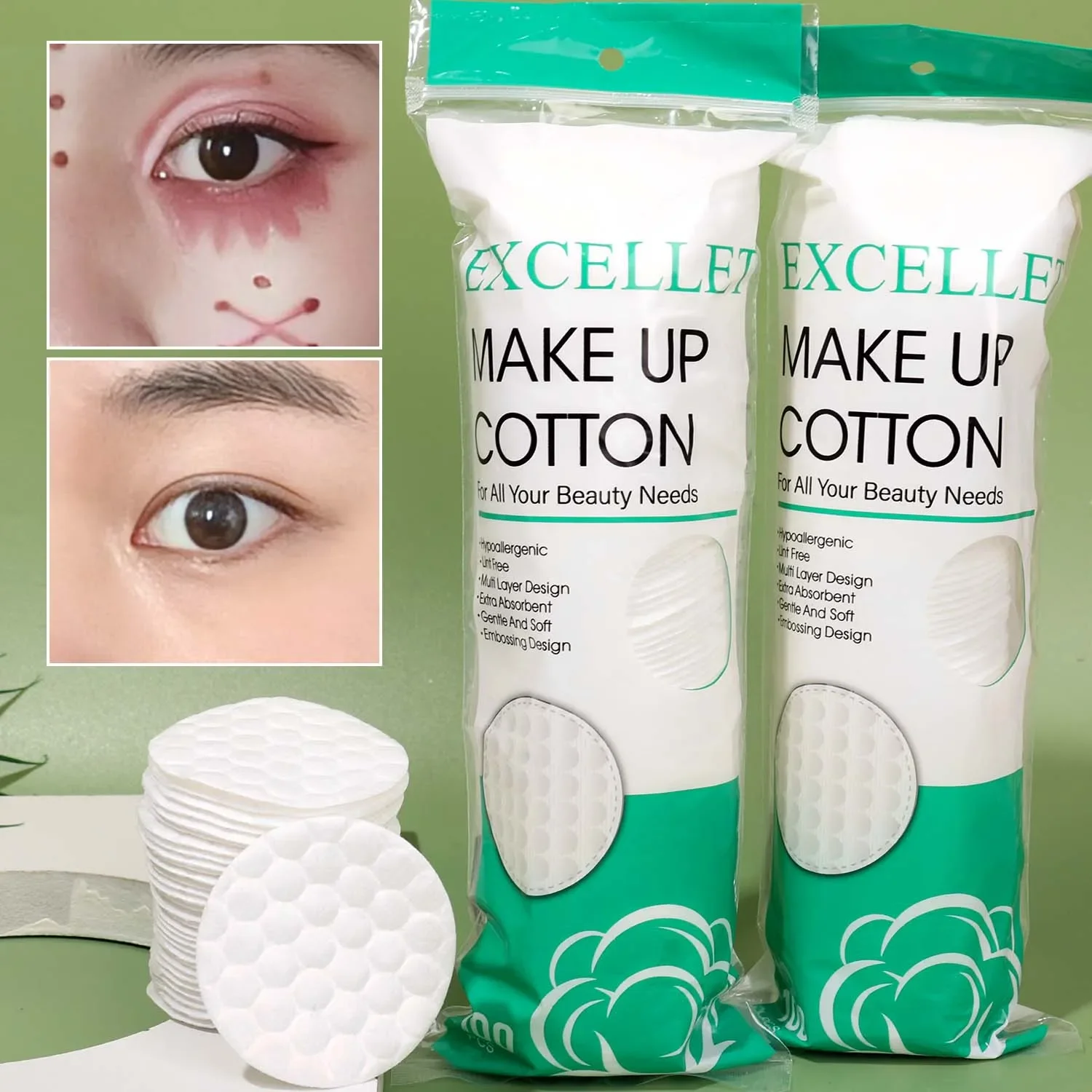 300 Uds. Almohadillas de algodón cosméticas suaves para maquillaje Facial, removedor de esmalte de uñas grueso redondo, herramientas de eliminación diaria con textura de perlas de limpieza