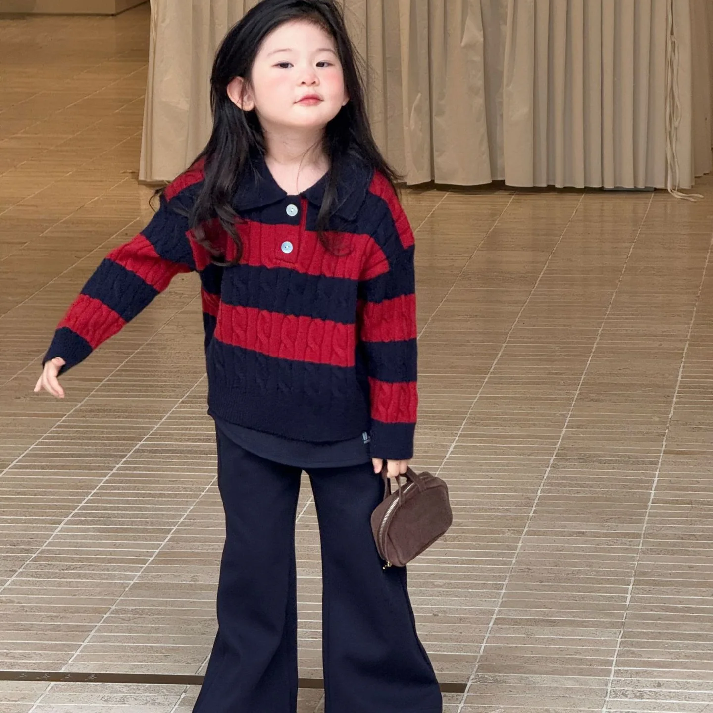 

Children Clothes Kids Casual Sweater 2025 Autumn New Korean Style Girls Striped Simple Striped Fashionable Sweater Top